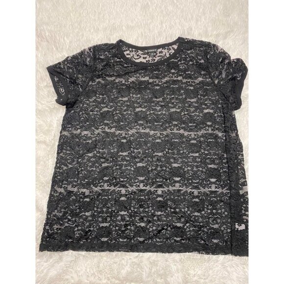 Torrid Unlined Black Lace Crew Tee 3 - Picture 2 of 8